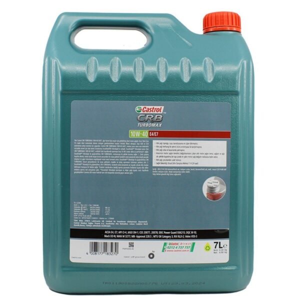 Castrol CRB Turbomax 10W40 7 Lt Sentetik Motor Yağı