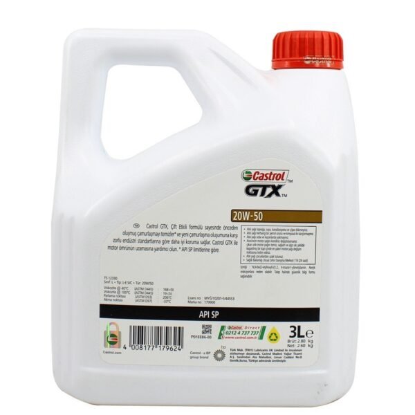 Castrol GTX 20W50 3 Lt Sentetik Motor Yağı
