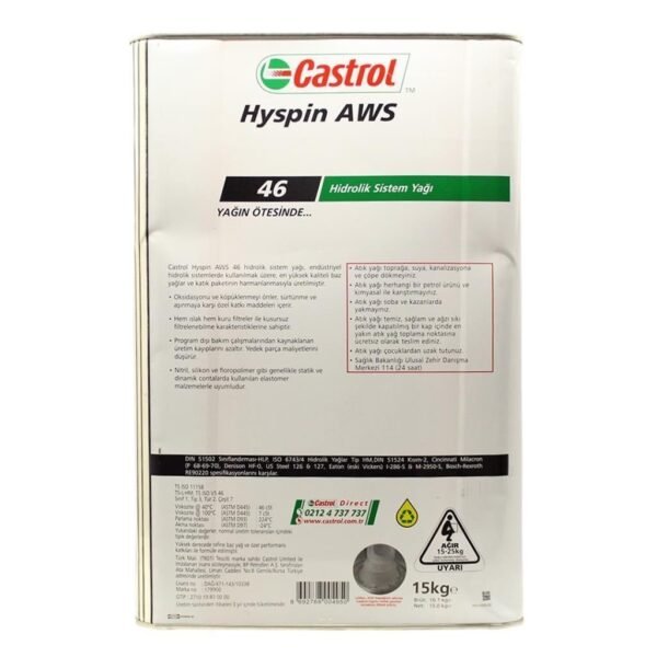 Castrol Hyspin AWS 46 15 Kg Hidrolik Sistem Yağı