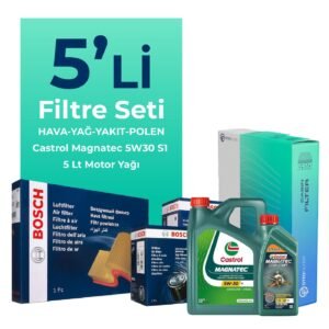 BOSCH Fiat 500X 1.6 Dizel Filtre Bakım Seti Castrol Magnatec S1 5W-30 5 Litre Motor Yağlı (2014-2024) 5 Li