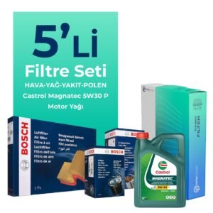 BOSCH Fiat Doblo 1.5 Dizel Filtre Bakım Seti Castrol Magnatec P 5W-30 4 Litre Motor Yağlı (2023-2025) 5 Li