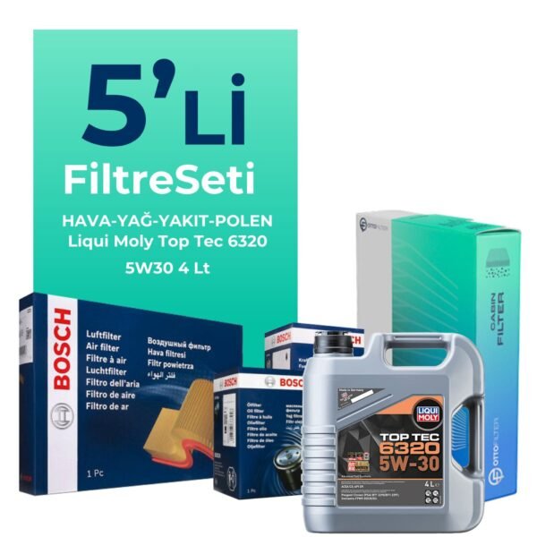 BOSCH Fiat Doblo 1.5 Dizel Filtre Bakım Seti Liqui Moly Top Tec 6320 5W-30 4 Litre Motor Yağlı (2023-2025) 5 Li