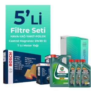 BOSCH Fiat Ducato 2.3 Dizel Filtre Bakım Seti Castrol Magnatec S1 5W-30 7 Litre Motor Yağlı (2006-2014) 5 Li