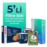 Bosch Fiat Egea 1.3 Dizel Filtre Bakım Seti Castrol Edge 0W-20 4 Litre Motor Yağlı (2019-2023) 5 Li