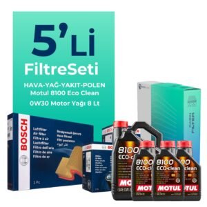 BOSCH Ford Tourneo Custom 2.0 Dizel Filtre Bakım Seti Motul 8100 Eco-Clean 0W-30 8 Litre Motor Yağlı (2015-2023) 5 Li