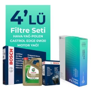 BOSCH Land Rover Discovery 2.0 Benzinli Filtre Bakım Seti Castrol Edge 0W-20 8 Litre Motor Yağlı (2017-2022) 4 Lü