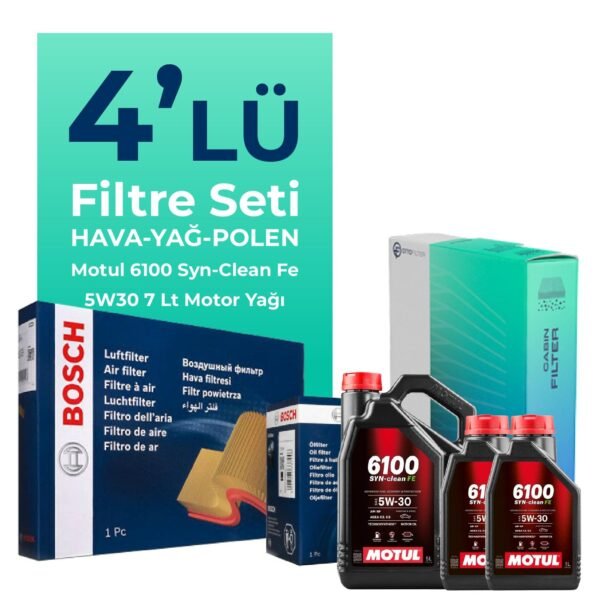 BOSCH Mitsubishi L200 2.2 Dizel Filtre Bakım Seti Motul 6100 Syn-Clean FE 5W-30 7 Litre Motor Yağlı (2018-2022) 4 Lü
