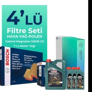 BOSCH Mitsubishi L200 2.5 Dizel Filtre Bakım Seti Castrol Magnatec C2 5W-30 7 Litre Motor Yağlı (2008-2015) 4 Lü