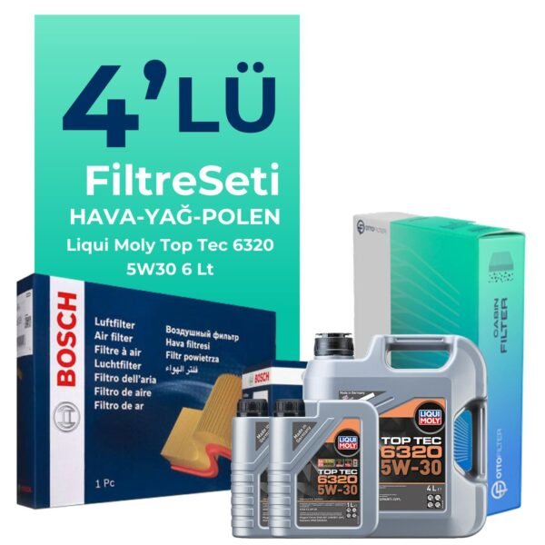 BOSCH Peugeot Expert 1.5 Dizel Filtre Bakım Seti Liqui Moly Top Tec 6320 5W-30 6 Litre Motor Yağlı (2017-2025) 4 Lü