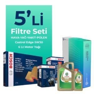 BOSCH Volkswagen Transporter T6 2.0 Dizel Filtre Bakım Seti Castrol Edge 5W-30 6 Litre Motor Yağlı (2015-2023) 5 Li