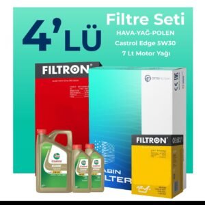 Filtron BMW 5.20 Benzinli Filtre Bakım Seti Castrol Edge 5W-30 7 Litre Motor Yağlı (2003-2010) 4 Lü