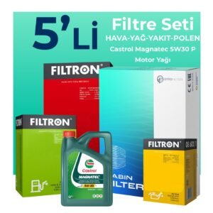 Filtron Citroen C-Elysee 1.5 Dizel Filtre Bakım Seti Castrol Magnatec P 5W-30 4 Litre Motor Yağlı (2018-2023) 5 Li