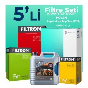 Filtron Citroen C-Elysee 1.5 Dizel Filtre Bakım Seti Liqui Moly Top Tec 6320 5W-30 4 Litre Motor Yağlı (2018-2023) 5 Li