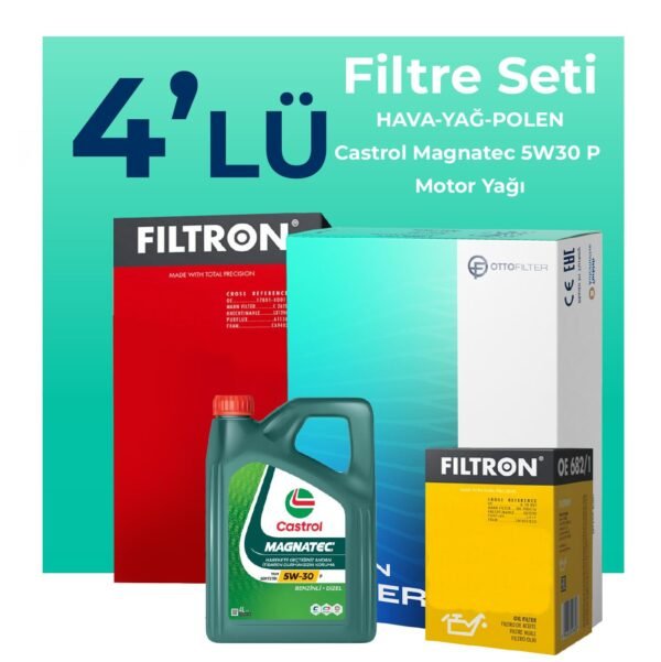 Filtron Citroen DS7 CrossBack 1.5 Dizel Filtre Bakım Seti Castrol Magnatec P 5W-30 4 Litre Motor Yağlı (2017-2023) 4 Lü