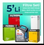 Filtron Ford Tourneo Custom 2.0 Dizel Filtre Bakım Seti Shell Helix Ultra ECT C2 / C3 0W-30 8 Litre Motor Yağlı (2015-2023) 5 Li