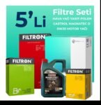 Filtron Ford Transit Custom 2.0 Dizel Filtre Bakım Seti Castrol Magnatec D 0W-30 8 Litre Motor Yağlı (2015-2023) 5 Li