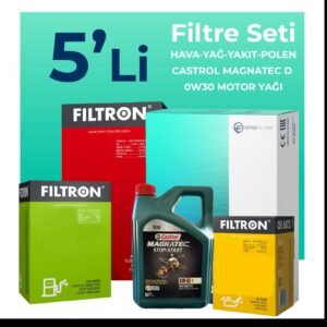 Filtron Ford Transit Custom 2.0 Dizel Filtre Bakım Seti Castrol Magnatec D 0W-30 8 Litre Motor Yağlı (2015-2023) 5 Li
