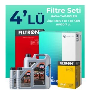 Filtron Jaguar XE 2.0 Dizel Filtre Bakım Seti Liqui Moly Top Tec 4310 0W-30 7 Litre Motor Yağlı (2015-2020) 4 Lü