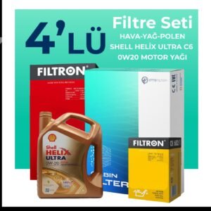 Filtron Nissan Qashqai 1.5 Hybrid Filtre Bakım Seti SHELL Helix Ultra ECT C6 0W-20 5 Litre Motor Yağlı (2022-2025) 4 Lü