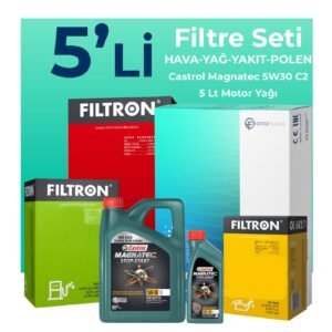 Filtron Opel Zafira 1.6 Dizel Filtre Bakım Seti Castrol Magnatec C2 5W-30 5 Litre Motor Yağlı (2013-2019) 5 Li
