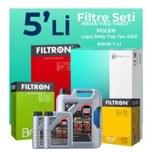 Filtron Peugeot Boxer 2.2 Dizel BLUEHDi Filtre Bakım Seti Liqui Moly Top Tec 4310 0W-30 7 Litre Motor Yağlı (2019-2024) 5 Li