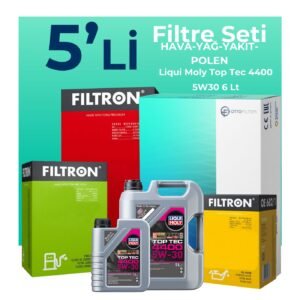 Filtron Renault Koleos 1.6 Dizel Filtre Bakım Seti Liqui Moly Top Tec 4400 5W-30 6 Litre Motor Yağlı (2016-2018) 5 Li