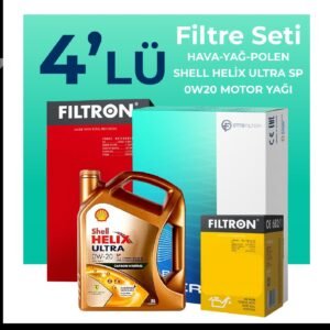 Filtron Seat Leon 1.5 TSi Filtre Bakım Seti Shell Helix Ultra SP 0W-20 5 Litre Motor Yağlı (2020-2024) 4 Lü