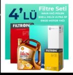 Filtron Volkswagen Golf 1.5 TSi Filtre Bakım Seti Shell Helix Ultra SP 0W-20 5 Litre Motor Yağlı (2020-2024) 4 Lü
