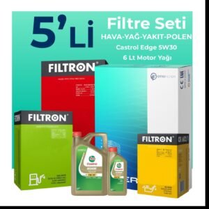Filtron Volkswagen Transporter T6 2.0 Dizel Filtre Bakım Seti Castrol Edge 5W-30 6 Litre Motor Yağlı (2015-2023) 5 Li