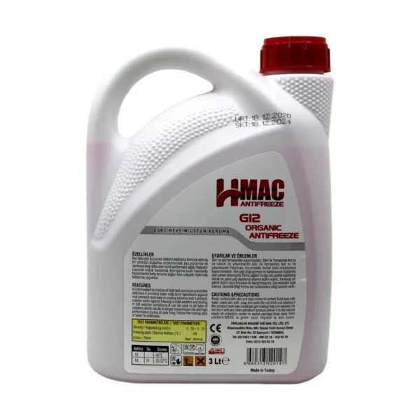 HMac Organik Kırmızı Antifriz 3 Lt -40 Derece