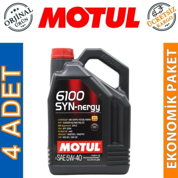 Motul 6100 SYN-Nergy 5W40 5 Lt Motor Yağı (4 Adet)