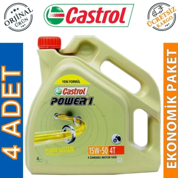 Castrol Power 1 4T 15W50 4 Lt Motosiklet Yağı (4 Adet)