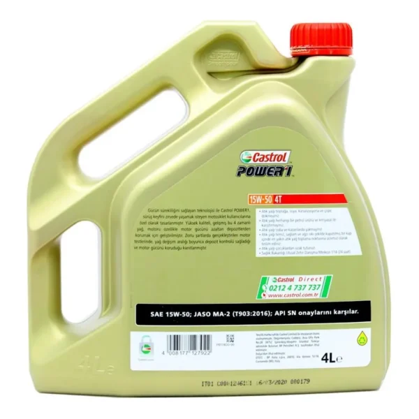 Castrol Power 1 4T 15W50 4 Lt Motosiklet Yağı (4 Adet)