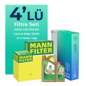 MANN Audi A7 3.0 Dizel QUATRO 272 HP Filtre Bakım Seti Castrol Edge 5W-30 6 Litre Motor Yağlı (2014-2018) 4 Lü