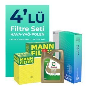 MANN Ford Mondeo 1.5 Benzin Filtre Bakım Seti Castrol Edge 0W-20 4 Litre Motor Yağlı (2015-2021) 4 Lü