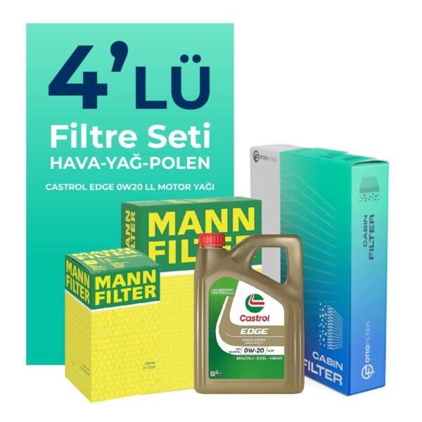 MANN Ford Mondeo 1.5 Benzin Filtre Bakım Seti Castrol Edge 0W-20 4 Litre Motor Yağlı (2015-2021) 4 Lü