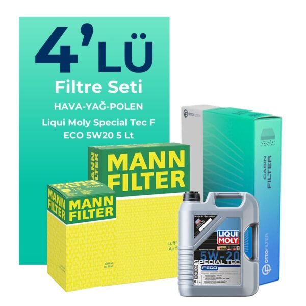MANN Ford Mondeo 1.5 Benzin Filtre Bakım Seti Liqui Moly Motor Yağlı (2015-2021) 4 Lü