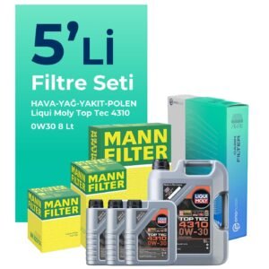 MANN Ford Transit Custom 2.0 Dizel Filtre Bakım Seti Liqui Moly Top Tec 4310 0W-30 8 Litre Motor Yağlı (2015-2023) 5 Li