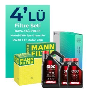 MANN Ford Transit Custom 2.2 Dizel Filtre Bakım Seti Motul 6100 Syn-Clean FE 5W-30 7 Litre Motor Yağlı (2012-2019) 4 Lü
