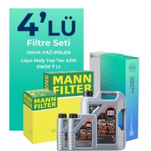 MANN Jaguar XF 2.0 Dizel Filtre Bakım Seti Liqui Moly Top Tec 4310 0W-30 7 Litre Motor Yağlı (2015-2020) 4 Lü