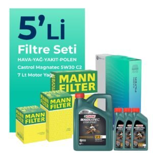 MANN Mitsubishi L200 2.5 Dizel Filtre Bakım Seti Castrol Magnatec C2 5W-30 7 Litre Motor Yağlı (2008-2015) 5 Li